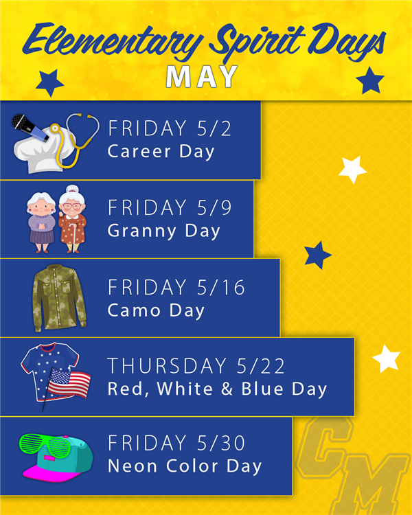 Elementary Spirit Days- May
