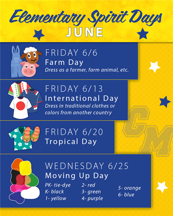 Elementary Spirit Days- May
