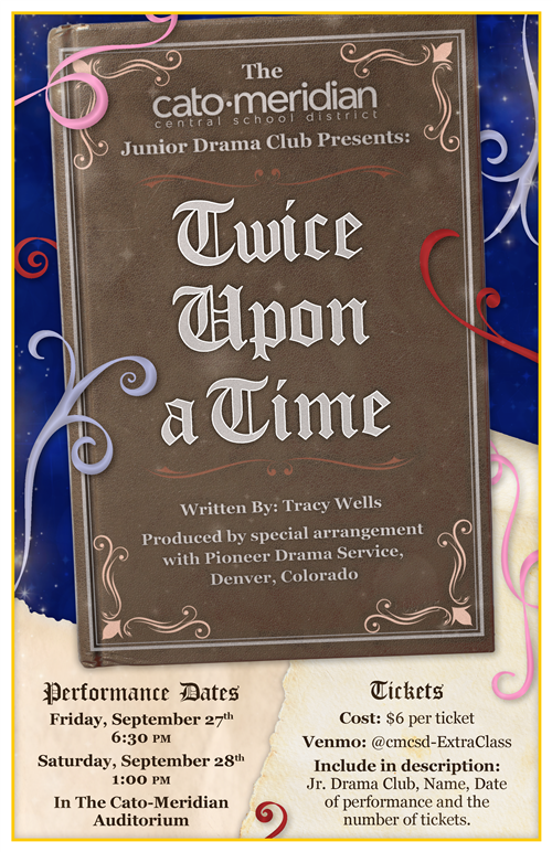 Twice Upon a Time, Friday, September 27th at 6:30 p.m. and Saturday, September 28th at 1 p.m. in the Cato-Meridian Auditorium