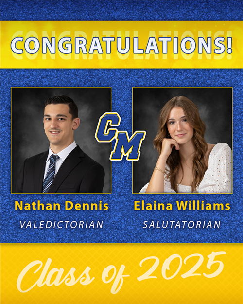 Nathan Dennis, Valedictorian, Elaina Williams, Salutatorian