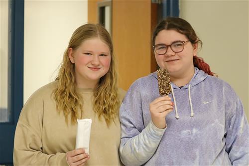 Students pose for a photo at the honor roll ice cream party